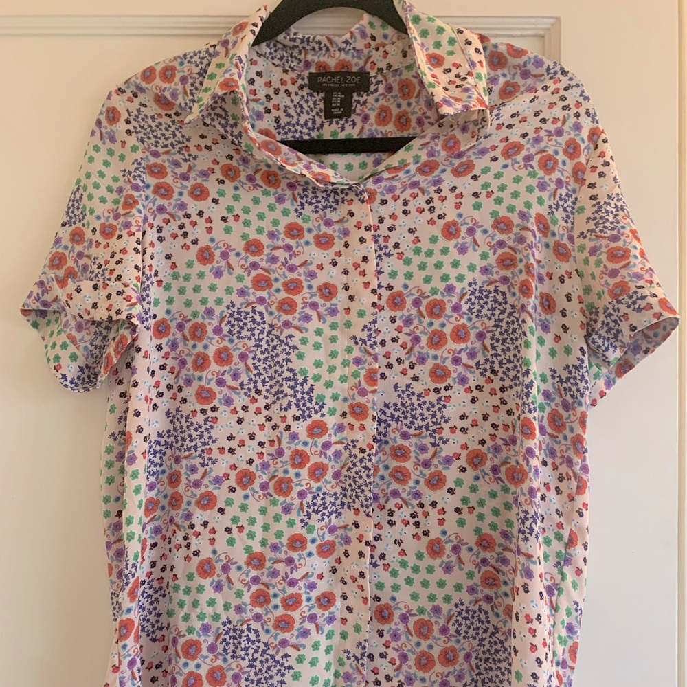 EUC Rachel Zoe Floral Button Down Blouse